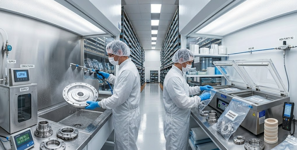 Staff cleaning semiconductor parts