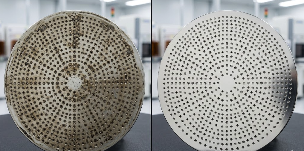 Comparison of semiconductor cavity components cleaning before and after for heteromini-scale holes