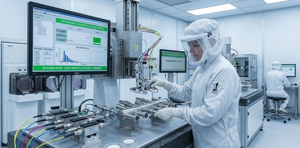 Particle size analysis is currently being conducted in a laboratory environment.