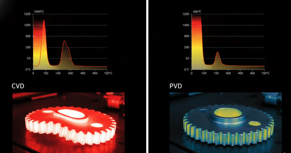 Comparison of PVD and CVD process temperature and workpiece thermal deformation