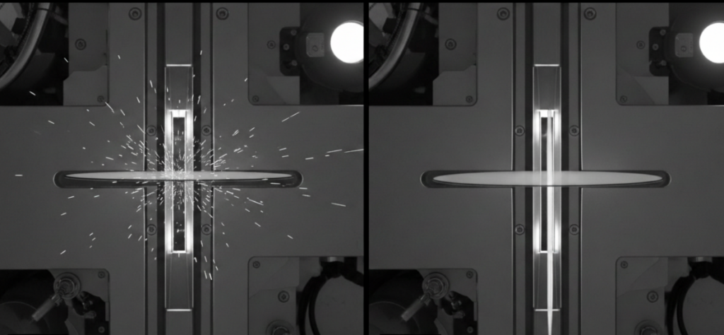 Instantaneous wafer edge-slit valve friction due to uncalibrated timing" and "Smooth delivery process after correct calibration