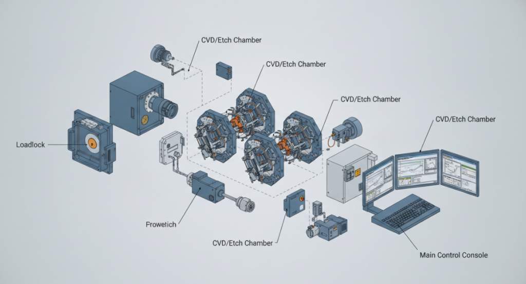 a high-quality, exploded-view schematic of the AMAT P5000